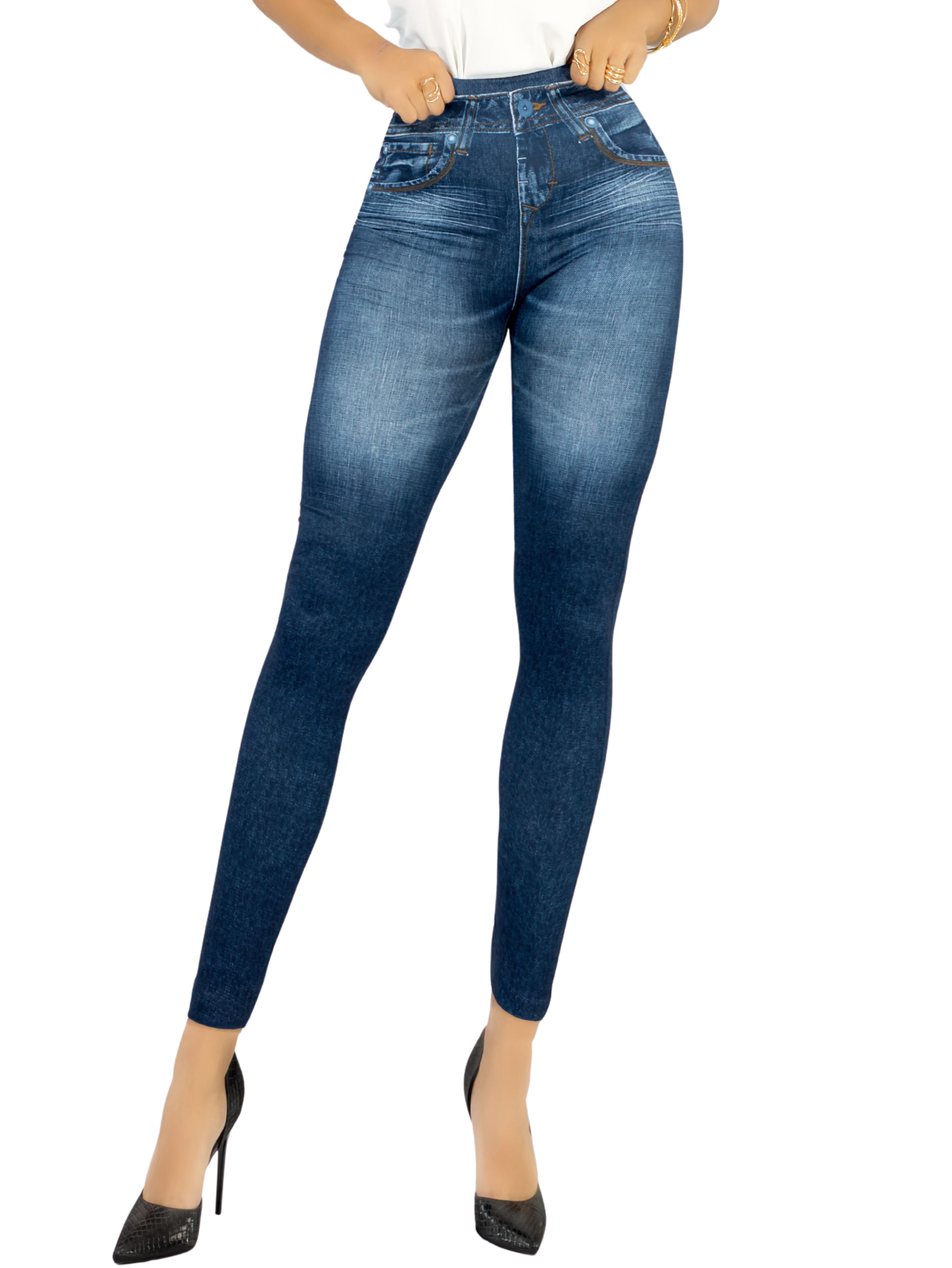 Leggins Mujer Mezclilla Faja Alta Estilo Pantalón Mezclilla Calidad Premium Jegging Tiro Alto Lic-055-5 Azul Mallon Ly