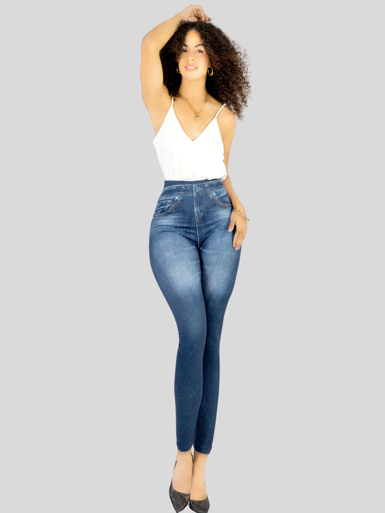Foto 3 pulgar | Leggins Mujer Mezclilla Faja Alta Estilo Pantalón Mezclilla Calidad Premium Jegging Tiro Alto Lic-055-5 Azul Mallon Ly