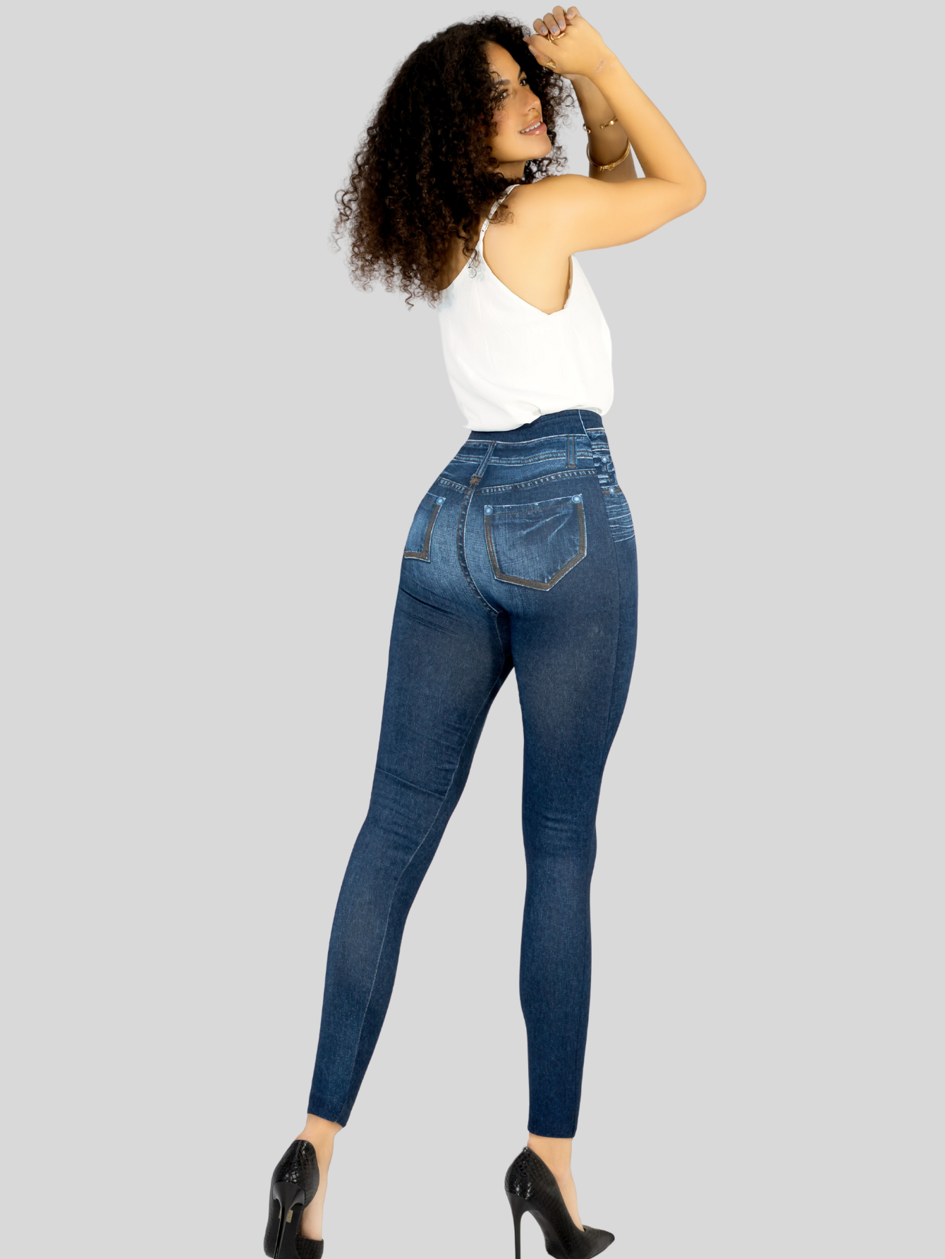 Foto 4 pulgar | Leggins Mujer Mezclilla Faja Alta Estilo Pantalón Mezclilla Calidad Premium Jegging Tiro Alto Lic-055-5 Azul Mallon Ly