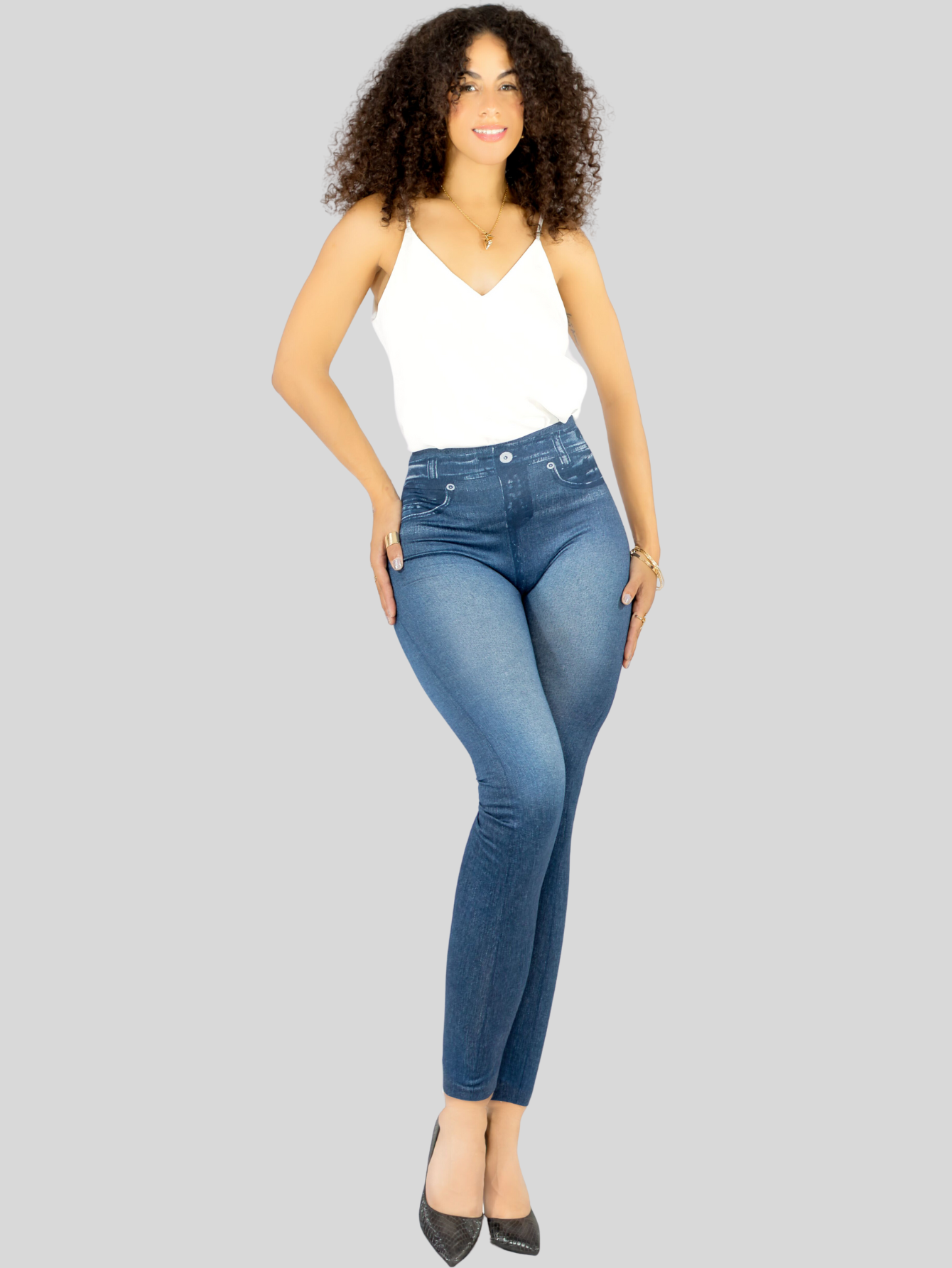 Foto 3 pulgar | Leggins Mujer Mezclilla Faja Alta Estilo Pantalón Mezclilla Calidad Premium Jegging Tiro Alto Lic-055-5 Azul Mallon Ly