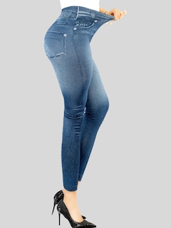 Foto 4 | Leggins Mujer Mezclilla Faja Alta Estilo Pantalón Mezclilla Calidad Premium Jegging Tiro Alto Lic-055-5 Azul Mallon Ly