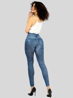 Foto 3 | Leggins Mujer Mezclilla Faja Alta Estilo Pantalón Mezclilla Calidad Premium Jegging Tiro Alto Lic-055-5 Azul Mallon Ly