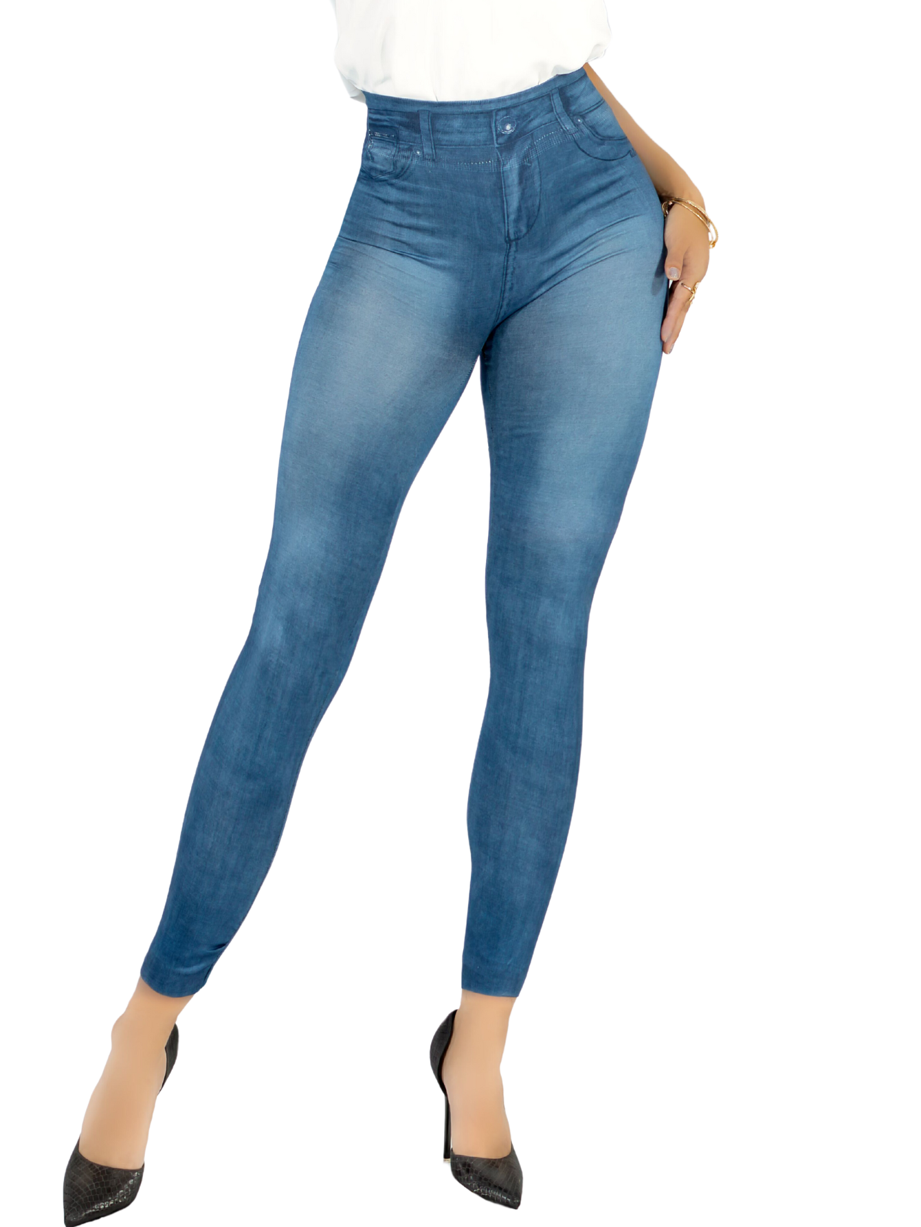 Foto 2 pulgar | Leggins Mujer Mezclilla Faja Alta Estilo Pantalón Mezclilla Calidad Premium Jegging Tiro Alto Lic-055-5 Azul Mallon Ly
