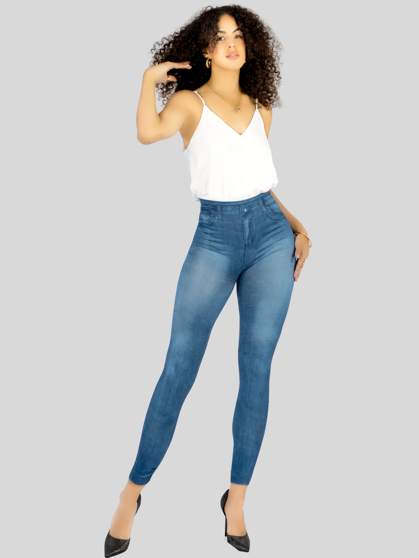 Foto 3 pulgar | Leggins Mujer Mezclilla Faja Alta Estilo Pantalón Mezclilla Calidad Premium Jegging Tiro Alto Lic-055-5 Azul Mallon Ly
