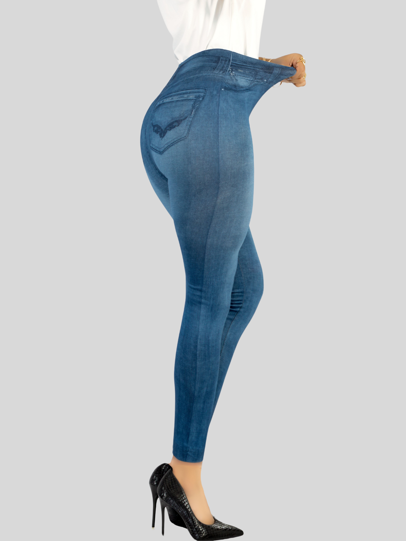Foto 5 pulgar | Leggins Mujer Mezclilla Faja Alta Estilo Pantalón Mezclilla Calidad Premium Jegging Tiro Alto Lic-055-5 Azul Mallon Ly
