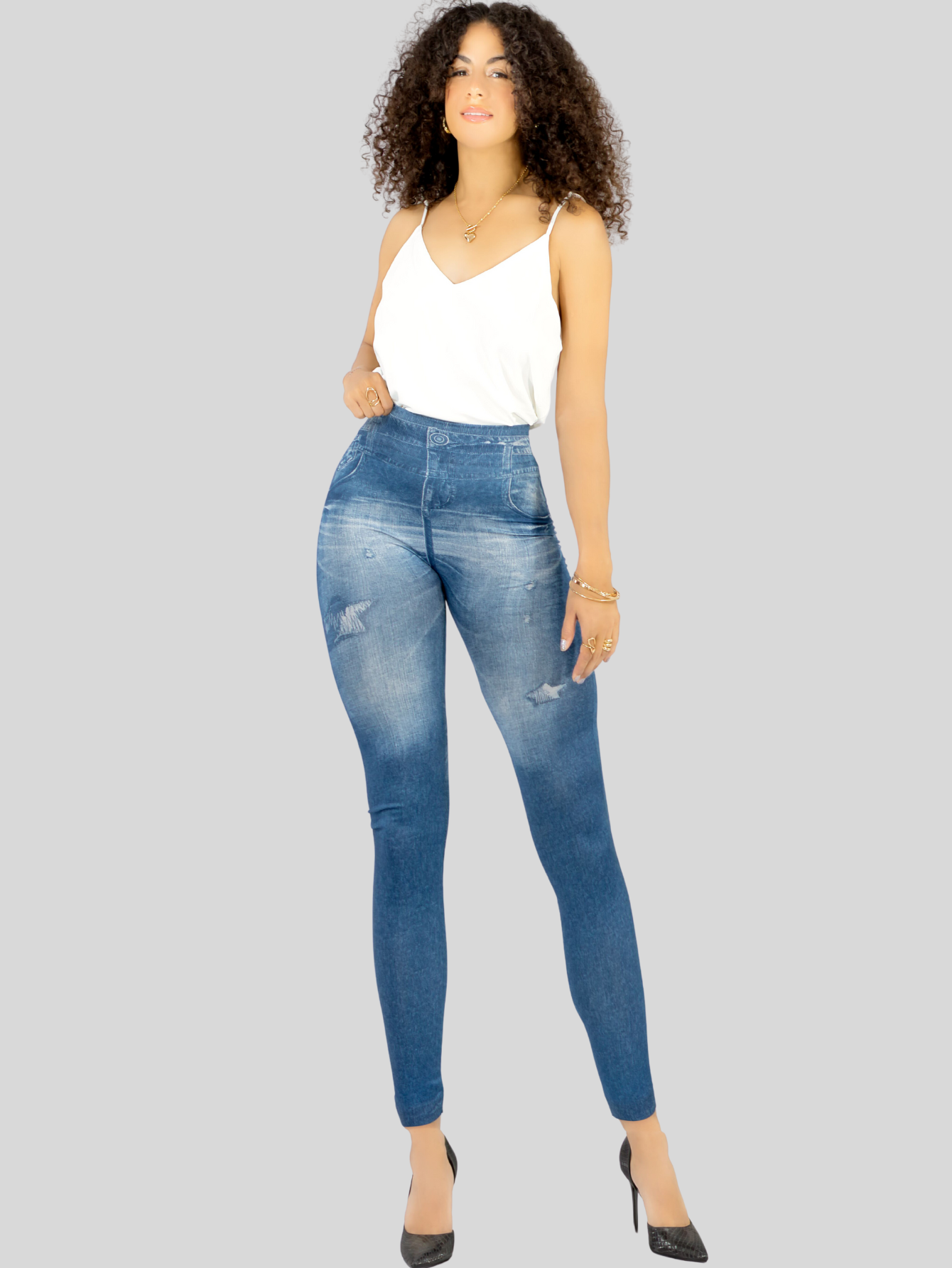 Foto 3 pulgar | Leggins Mujer Mezclilla Faja Alta Estilo Pantalón Mezclilla Calidad Premium Jegging Tiro Alto Lic-055-5 Azul Mallon Ly