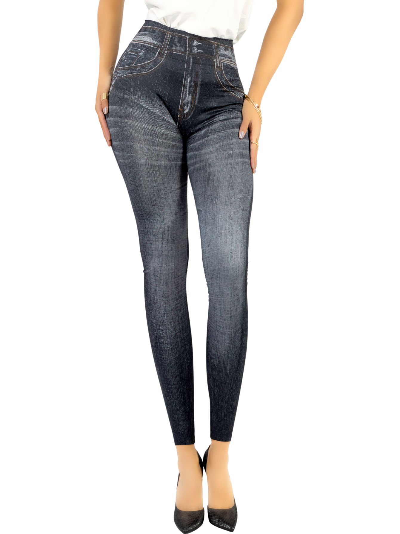 Leggins Mujer Mezclilla Faja Alta Estilo Pantalón Mezclilla Calidad Premium Jegging Tiro Alto Lic-055-5 Negro Mallon