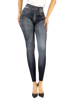 Foto 1 | Leggins Mujer Mezclilla Faja Alta Estilo Pantalón Mezclilla Calidad Premium Jegging Tiro Alto Lic-055-5 Negro Mallon