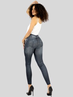 Foto 3 | Leggins Mujer Mezclilla Faja Alta Estilo Pantalón Mezclilla Calidad Premium Jegging Tiro Alto Lic-055-5 Negro Mallon