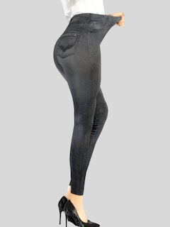 Foto 4 | Leggins Mujer Mezclilla Faja Alta Estilo Pantalón Mezclilla Calidad Premium Jegging Tiro Alto Lic-055-5 Negro Mallon