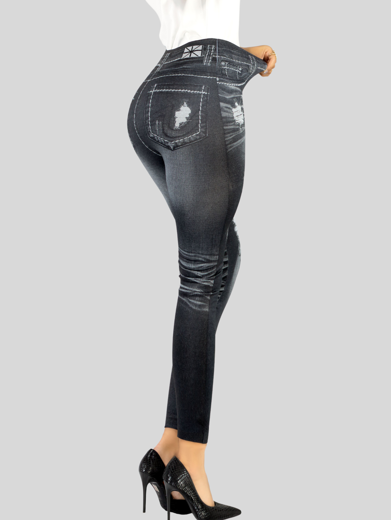 Foto 8 pulgar | Pack De 2 Leggins Unitalla Mujer Mezclilla Faja Alta Estilo Pantalón Mezclilla Lic-55-5-px2 Variedad De Diseños