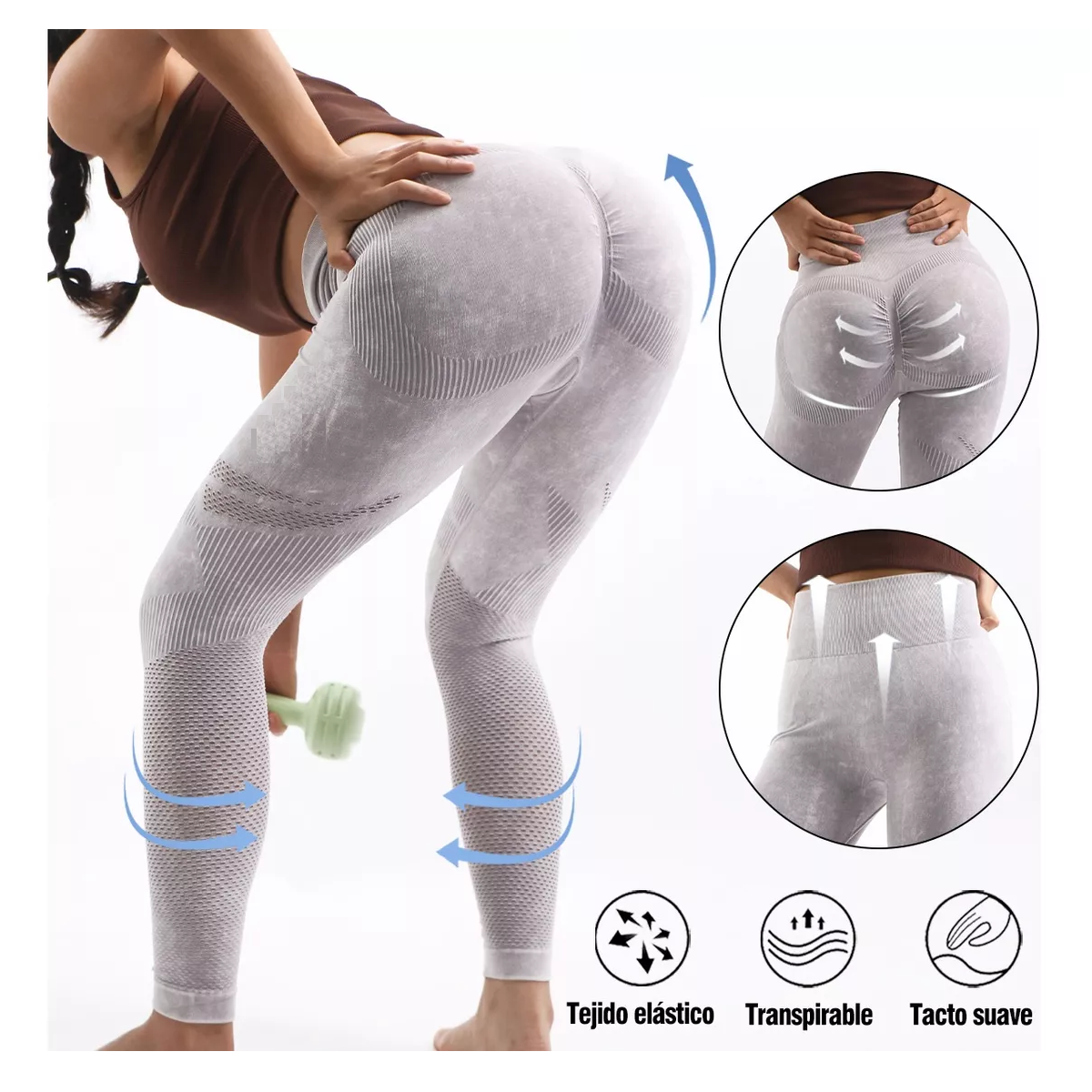 Foto 3 pulgar | Leggins Deportivos Anticelulitis Efecto Levanta Gluteos Talla S Eo Safe Imports Esi-17087  Blanco