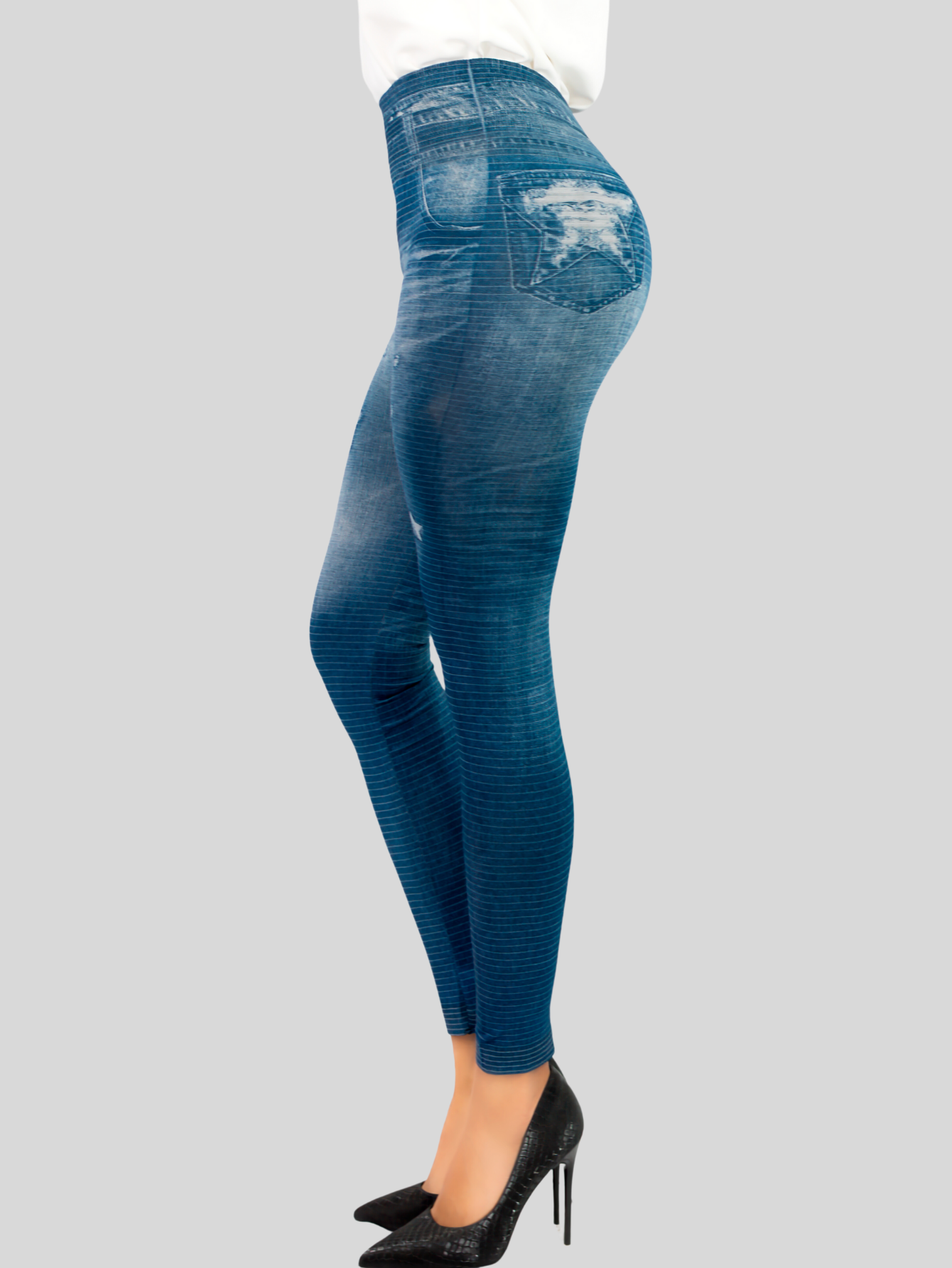 Foto 5 pulgar | Leggins Mujer Unitalla Mezclilla Faja Alta Estilo Pantalón Mezclilla Calidad Premium Tiro Alto Lic-055-5 Azul Mallon