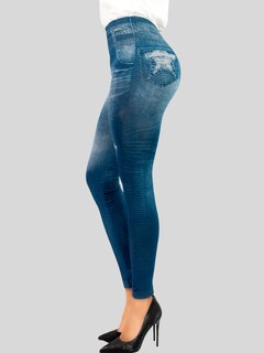Foto 4 | Leggins Mujer Unitalla Mezclilla Faja Alta Estilo Pantalón Mezclilla Calidad Premium Tiro Alto Lic-055-5 Azul Mallon
