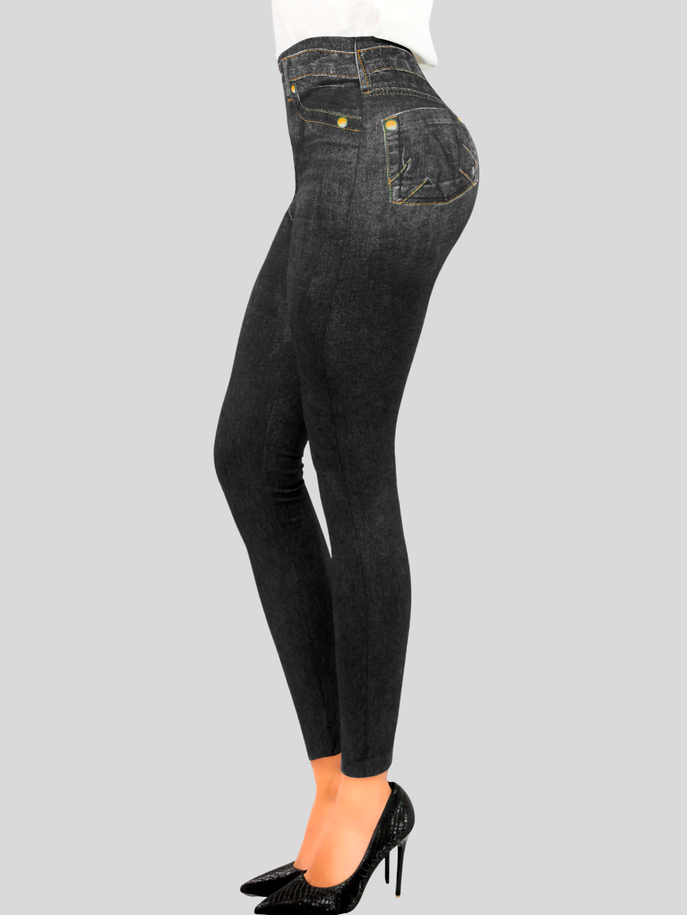 Foto 3 pulgar | Leggins Mujer Unitalla Mezclilla Faja Alta Estilo Pantalón Mezclilla Calidad Premium Tiro Alto Lic-055-5 Azul Mallon