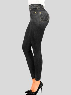 Foto 2 | Leggins Mujer Unitalla Mezclilla Faja Alta Estilo Pantalón Mezclilla Calidad Premium Tiro Alto Lic-055-5 Azul Mallon