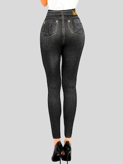 Foto 3 | Leggins Mujer Unitalla Mezclilla Faja Alta Estilo Pantalón Mezclilla Calidad Premium Tiro Alto Lic-055-5 Azul Mallon