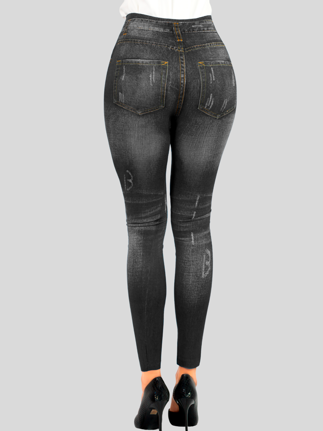 Foto 4 pulgar | Leggins Mujer Unitalla Mezclilla Faja Alta Estilo Pantalón Mezclilla Calidad Premium Tiro Alto Lic-055-5 Negro Mallo