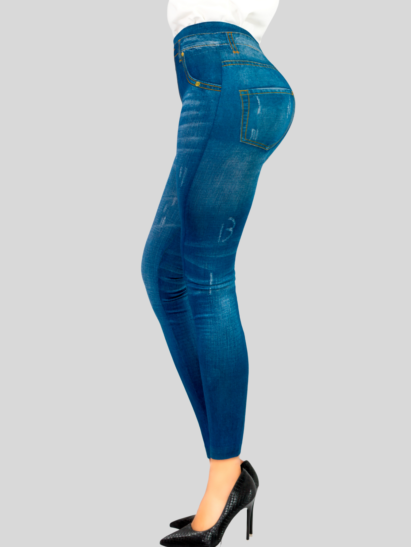 Foto 5 pulgar | Leggins Mujer Unitalla Mezclilla Faja Alta Estilo Pantalón Mezclilla Calidad Premium Tiro Alto Lic-055-5 Azul Mallon
