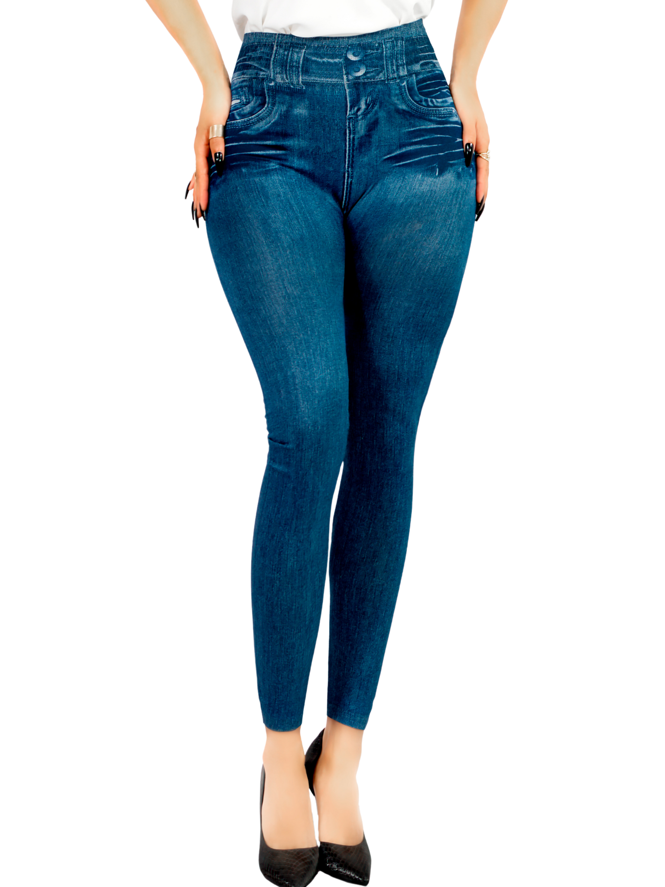 Foto 2 pulgar | Leggins Mujer Unitalla Mezclilla Faja Alta Estilo Pantalón Mezclilla Calidad Premium Tiro Alto Lic-055-5 Azul Mallon