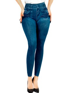Foto 1 | Leggins Mujer Unitalla Mezclilla Faja Alta Estilo Pantalón Mezclilla Calidad Premium Tiro Alto Lic-055-5 Azul Mallon