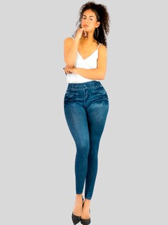 Foto 2 | Leggins Mujer Unitalla Mezclilla Faja Alta Estilo Pantalón Mezclilla Calidad Premium Tiro Alto Lic-055-5 Azul Mallon