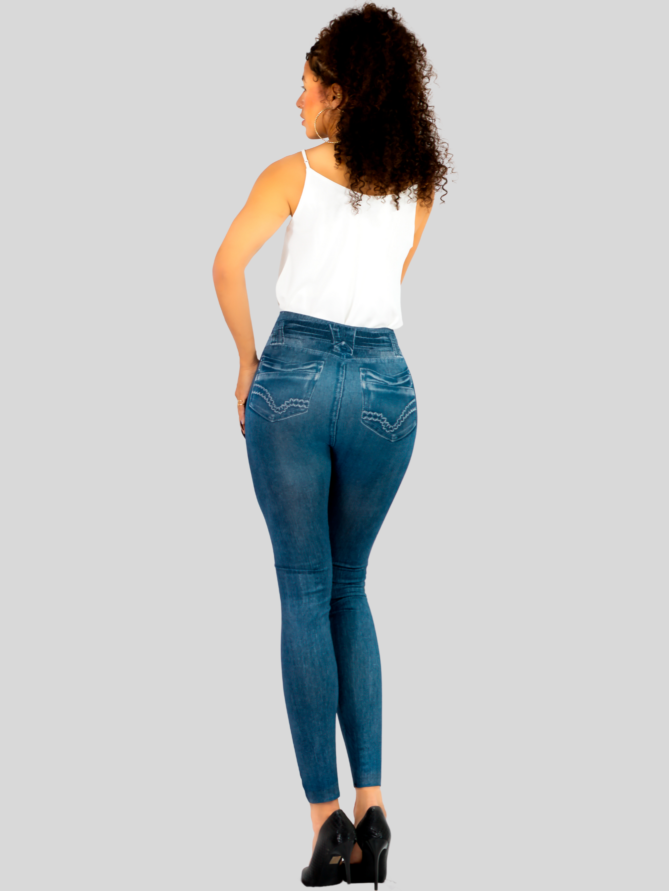 Foto 4 pulgar | Leggins Mujer Unitalla Mezclilla Faja Alta Estilo Pantalón Mezclilla Calidad Premium Tiro Alto Lic-055-5 Azul Mallon