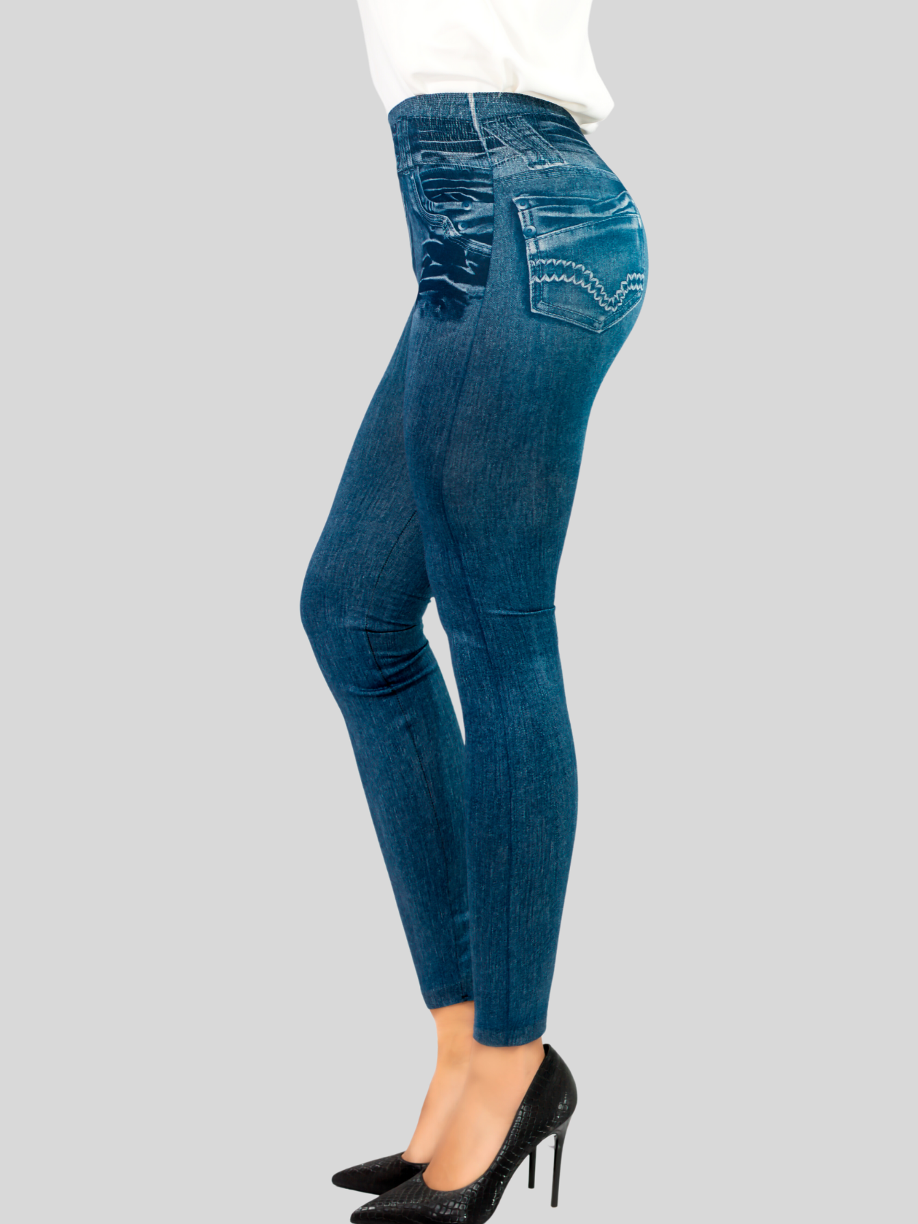 Foto 5 pulgar | Leggins Mujer Unitalla Mezclilla Faja Alta Estilo Pantalón Mezclilla Calidad Premium Tiro Alto Lic-055-5 Azul Mallon