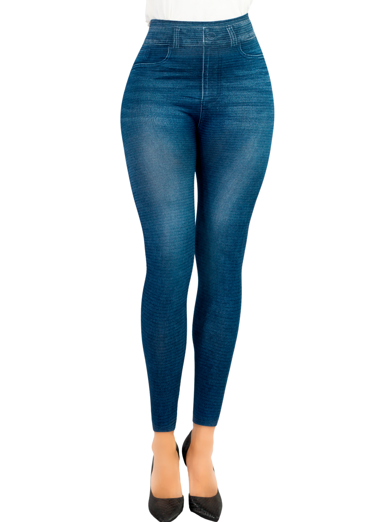 Foto 2 pulgar | Leggins Mujer Unitalla Mezclilla Faja Alta Estilo Pantalón Mezclilla Calidad Premium Tiro Alto Lic-055-5 Azul Mallon