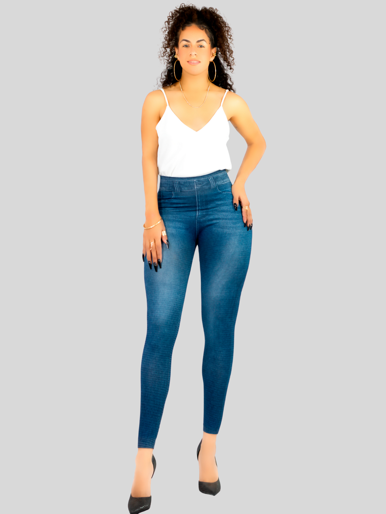 Foto 3 pulgar | Leggins Mujer Unitalla Mezclilla Faja Alta Estilo Pantalón Mezclilla Calidad Premium Tiro Alto Lic-055-5 Azul Mallon