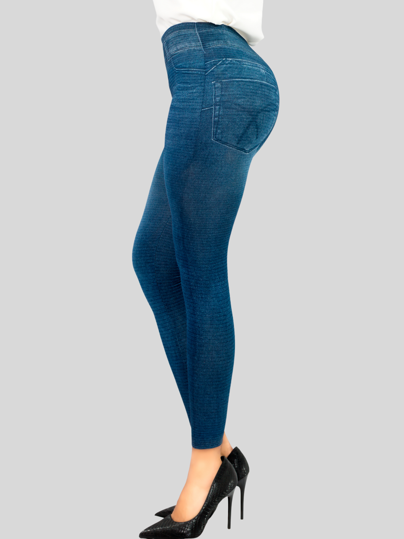 Foto 5 pulgar | Leggins Mujer Unitalla Mezclilla Faja Alta Estilo Pantalón Mezclilla Calidad Premium Tiro Alto Lic-055-5 Azul Mallon