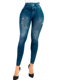 Foto 1 | Leggins Mujer Unitalla Mezclilla Faja Alta Estilo Pantalón Mezclilla Calidad Premium Tiro Alto Lic-055-5 Azul Mallon
