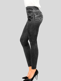 Foto 5 | Pack De 2 Leggins Unitalla Mujer Mezclilla Faja Alta Estilo Pantalón Mezclilla Lic-55-5-px2 Variedad De Diseños