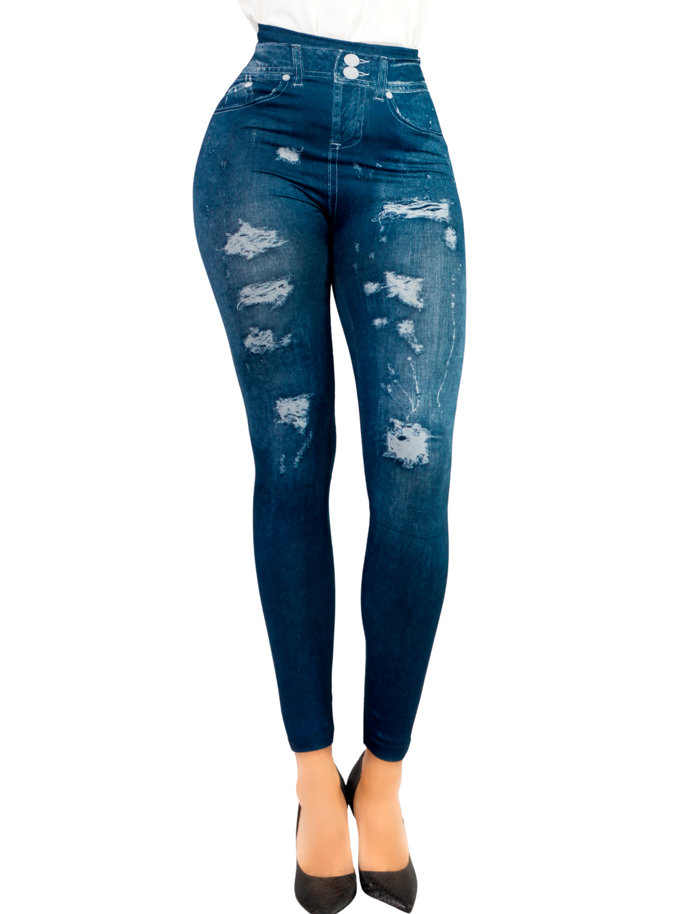 Foto 2 pulgar | Leggins Mujer Unitalla Mezclilla Faja Alta Estilo Pantalón Mezclilla Calidad Premium Tiro Alto Lic-055-5 Azul Mallon