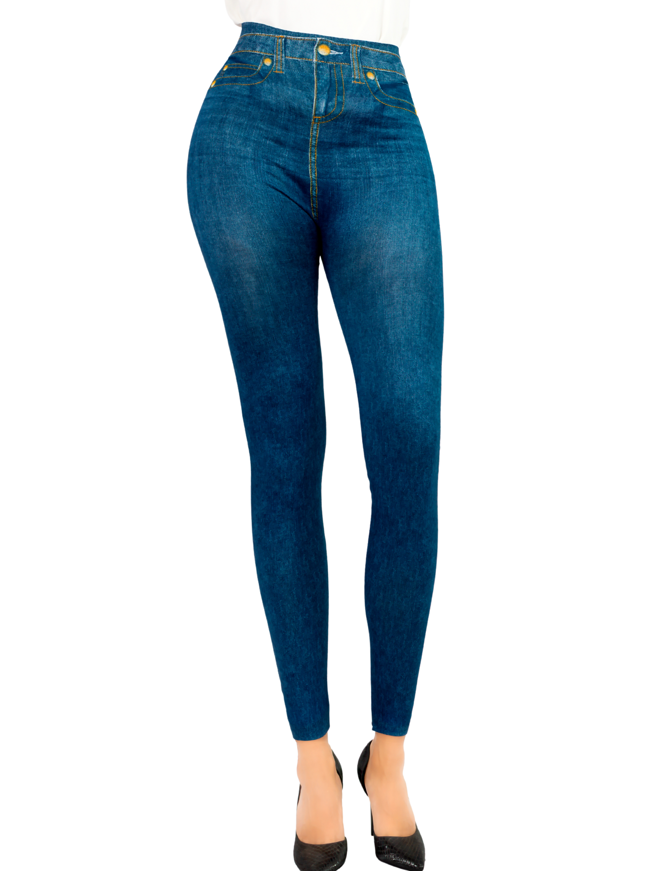 Foto 2 pulgar | Leggins Mujer Unitalla Mezclilla Faja Alta Estilo Pantalón Mezclilla Calidad Premium Tiro Alto Lic-055-5 Azul Mallon