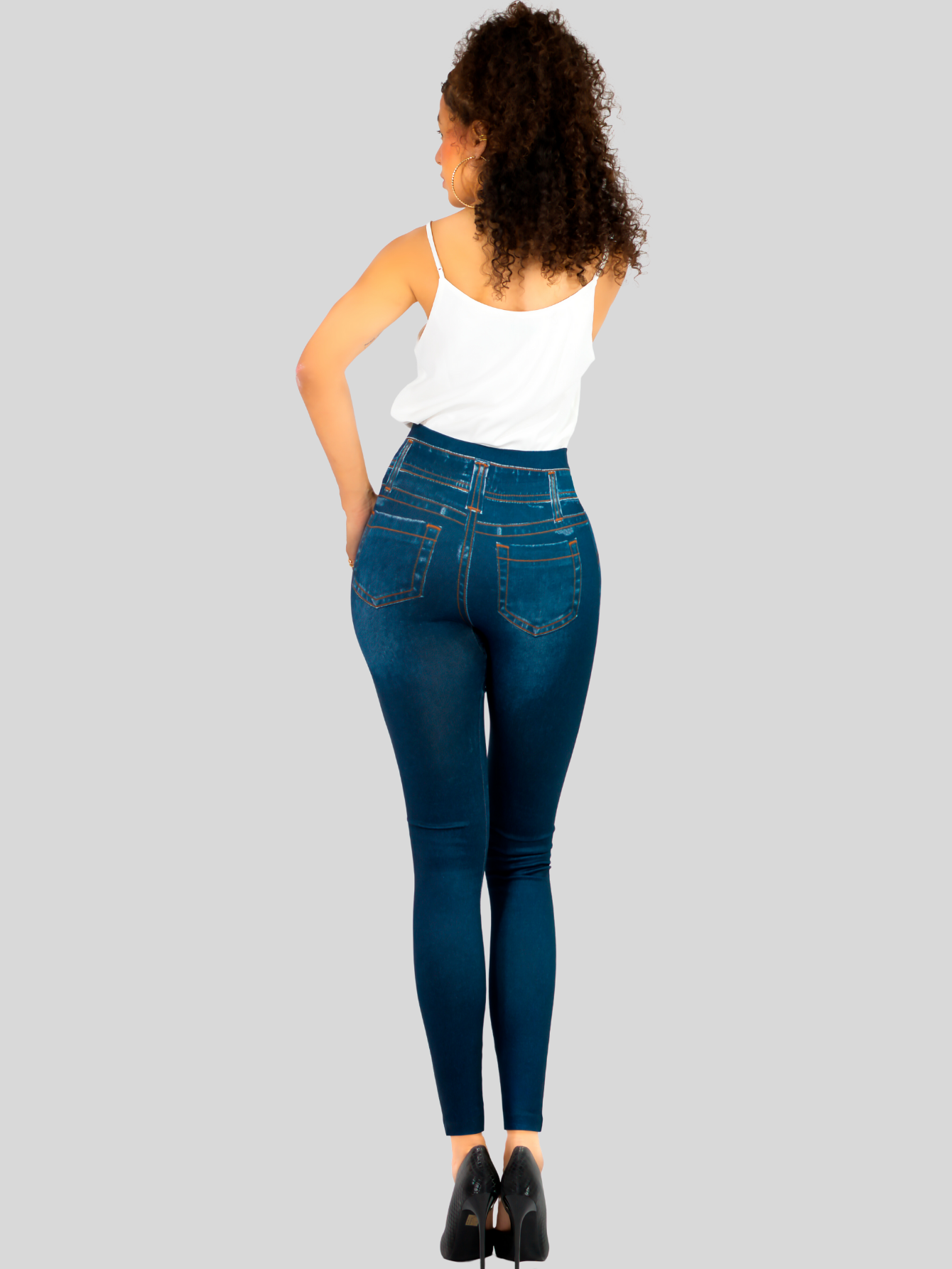Foto 4 pulgar | Leggins Mujer Unitalla Mezclilla Faja Alta Estilo Pantalón Mezclilla Calidad Premium Tiro Alto Lic-055-5 Azul Mallon