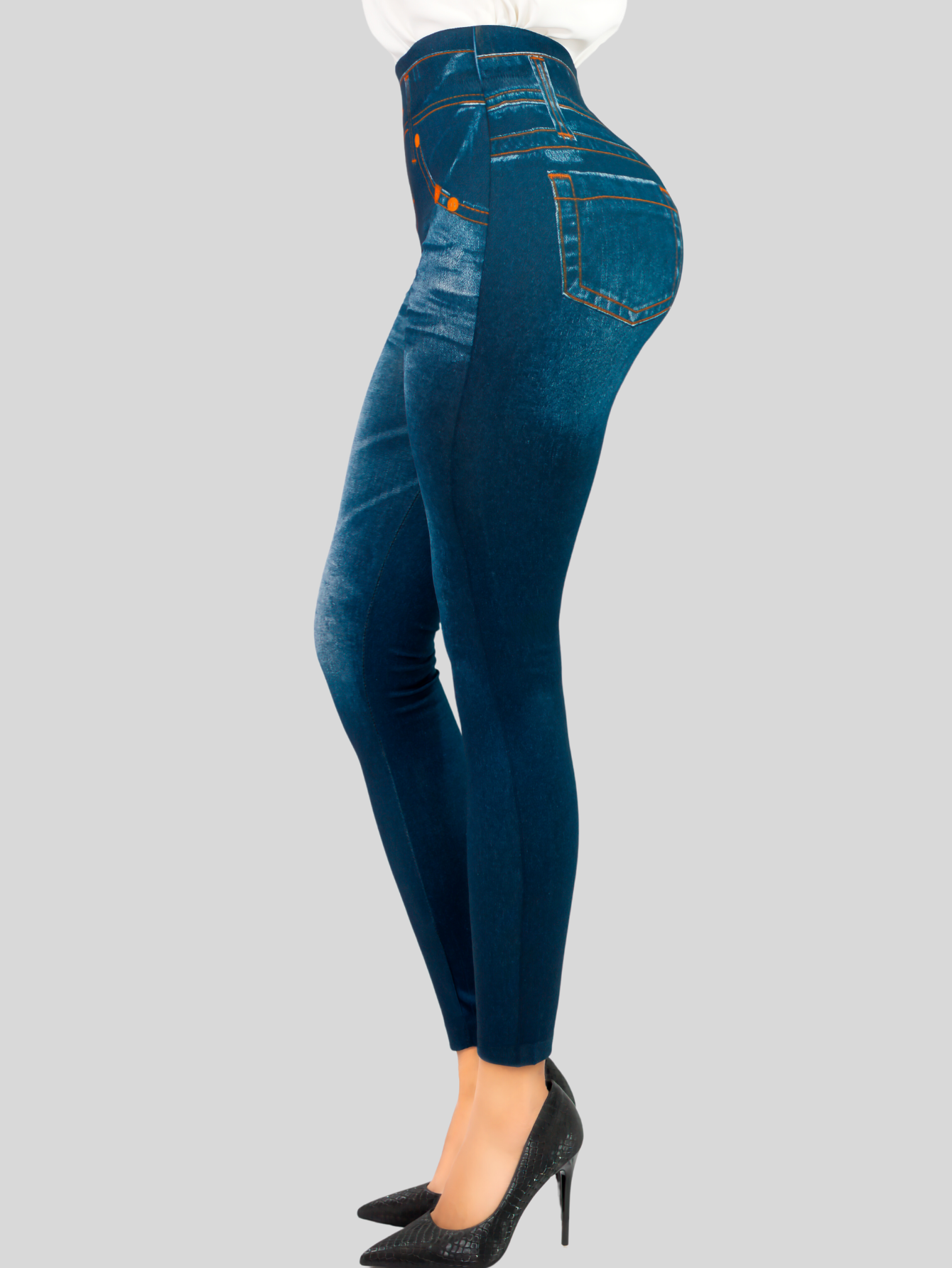 Foto 5 pulgar | Leggins Mujer Unitalla Mezclilla Faja Alta Estilo Pantalón Mezclilla Calidad Premium Tiro Alto Lic-055-5 Azul Mallon