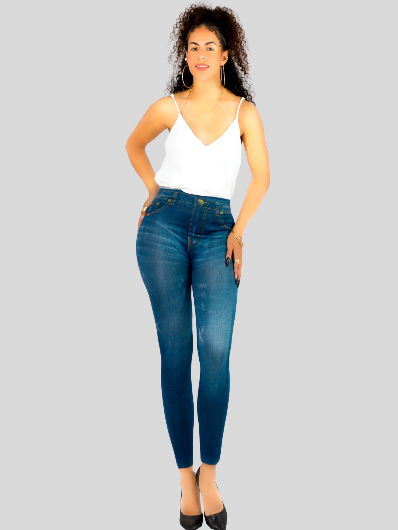 Foto 3 pulgar | Leggins Mujer Unitalla Mezclilla Faja Alta Estilo Pantalón Mezclilla Calidad Premium Tiro Alto Lic-055-5 Azul Mallon