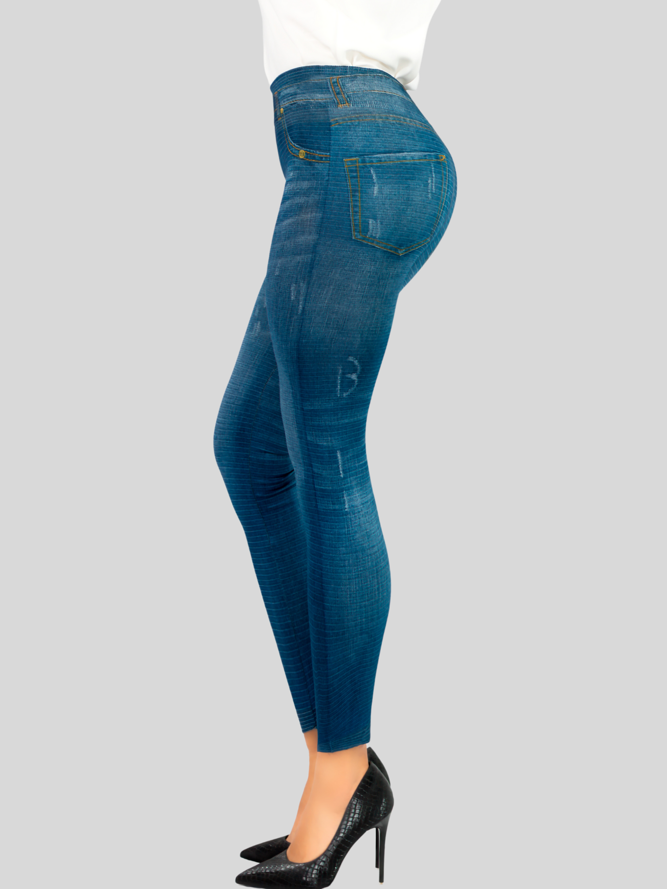 Foto 5 pulgar | Leggins Mujer Unitalla Mezclilla Faja Alta Estilo Pantalón Mezclilla Calidad Premium Tiro Alto Lic-055-5 Azul Mallon