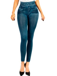 Foto 1 | Leggins Mujer Unitalla Mezclilla Faja Alta Estilo Pantalón Mezclilla Calidad Premium Tiro Alto Lic-055-5 Azul Mallon