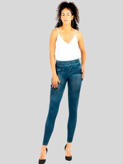 Foto 2 | Leggins Mujer Unitalla Mezclilla Faja Alta Estilo Pantalón Mezclilla Calidad Premium Tiro Alto Lic-055-5 Azul Mallon