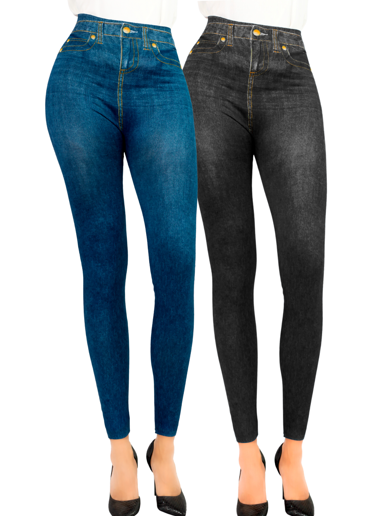 Foto 1 | Pack De 2 Leggins Unitalla Mujer Mezclilla Faja Alta Estilo Pantalón Mezclilla Lic-55-5-px2 Variedad De Diseños