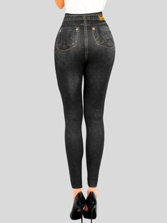 Foto 6 | Pack De 2 Leggins Unitalla Mujer Mezclilla Faja Alta Estilo Pantalón Mezclilla Lic-55-5-px2 Variedad De Diseños