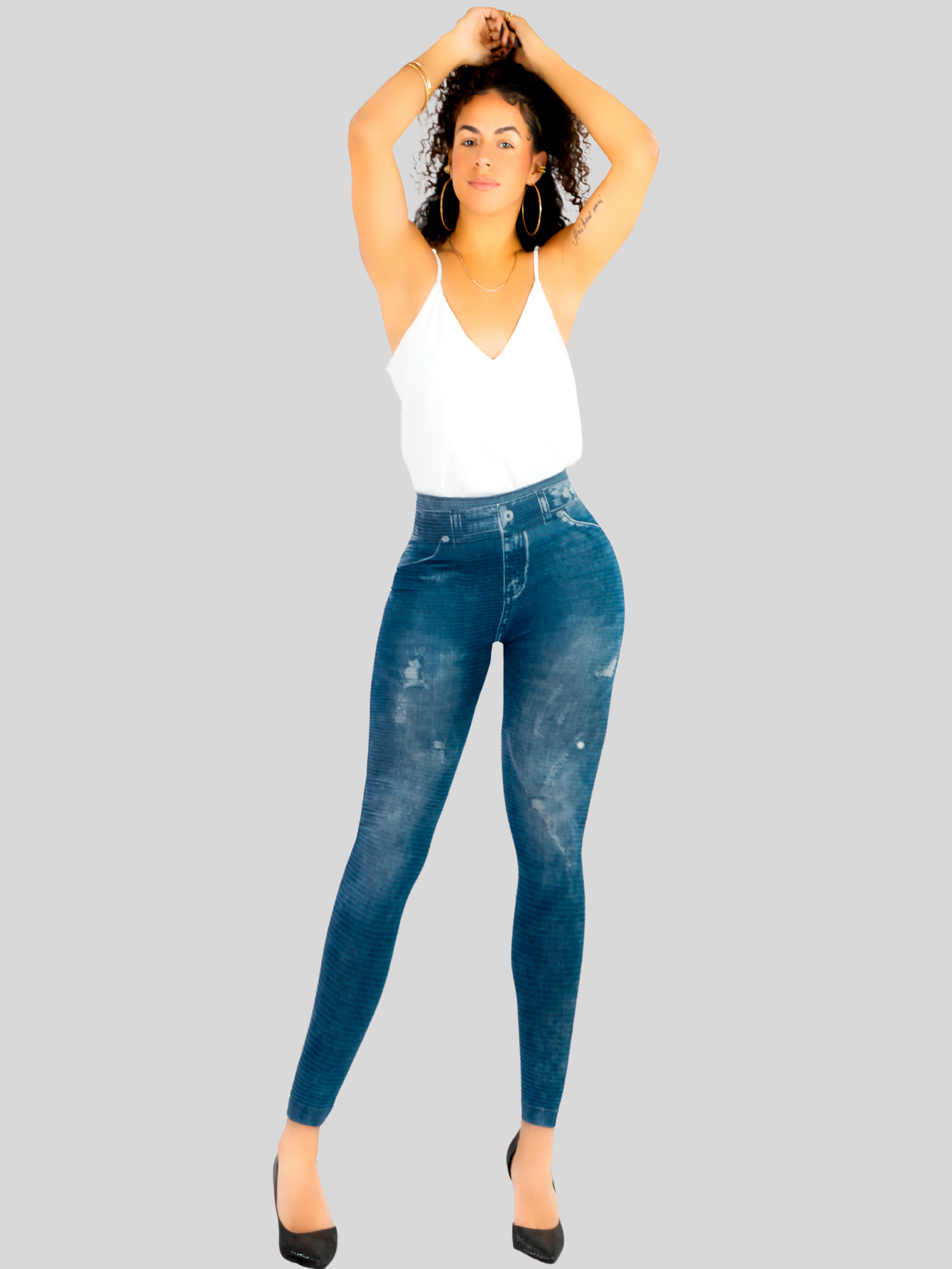 Foto 3 pulgar | Pack De 2 Leggins Unitalla Mujer Mezclilla Faja Alta Estilo Pantalón Mezclilla Lic-55-5-px2 Variedad De Diseños