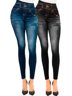 Foto 1 | Pack De 2 Leggins Unitalla Mujer Mezclilla Faja Alta Estilo Pantalón Mezclilla Lic-55-5-px2 Variedad De Diseños