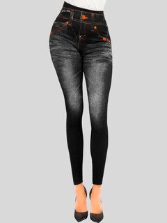 Foto 5 | Pack De 2 Leggins Unitalla Mujer Mezclilla Faja Alta Estilo Pantalón Mezclilla Lic-55-5-px2 Variedad De Diseños
