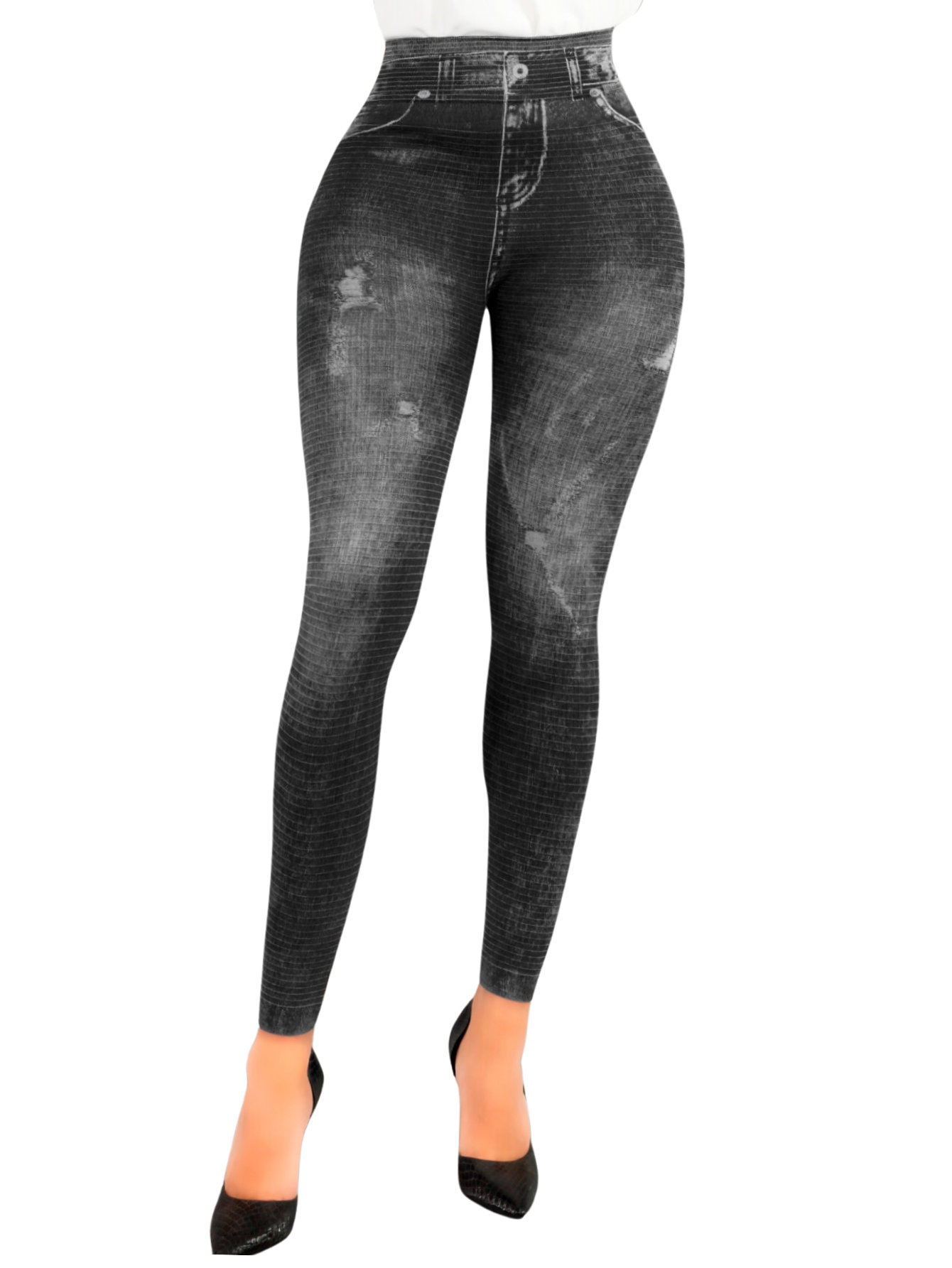 Foto 2 pulgar | Leggins Negro Estilo Pantalón Mezclilla Tiro Alto Unitalla para Mujer