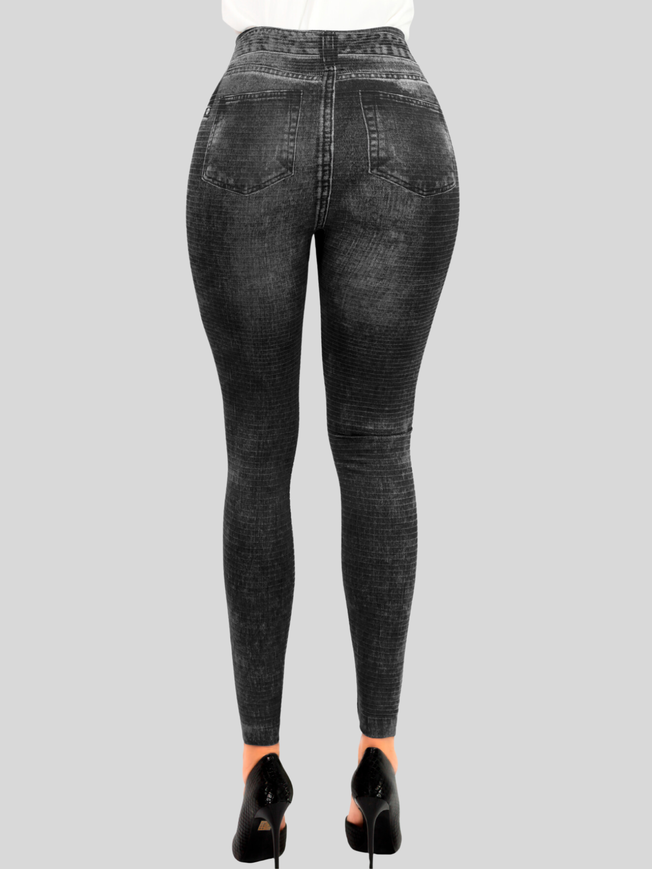 Foto 4 pulgar | Leggins Negro Estilo Pantalón Mezclilla Tiro Alto Unitalla para Mujer
