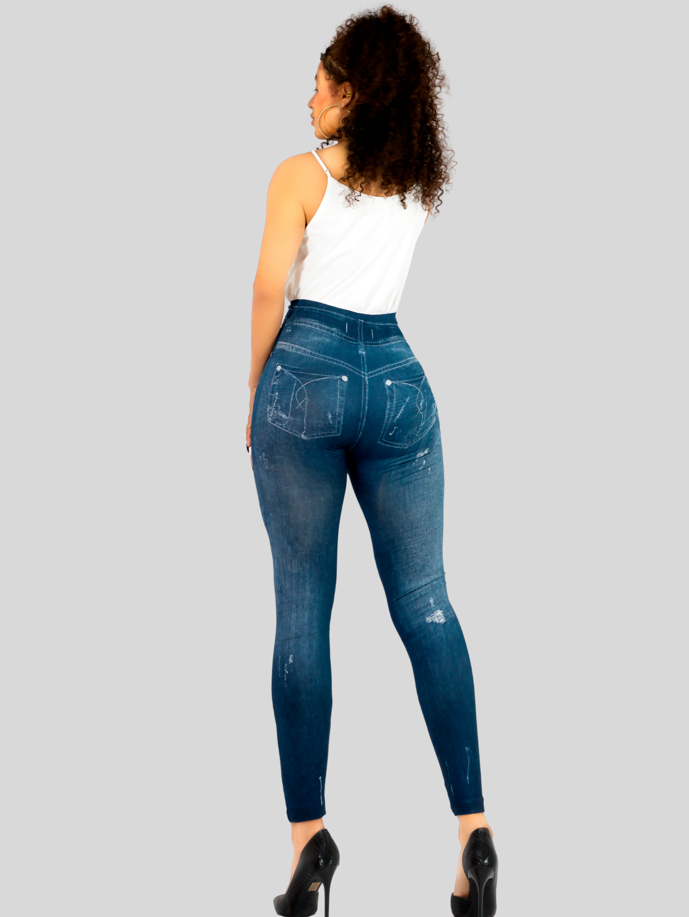 Foto 4 pulgar | Pack De 2 Leggins Unitalla Mujer Mezclilla Faja Alta Estilo Pantalón Mezclilla Lic-55-5-px2 Variedad De Diseños
