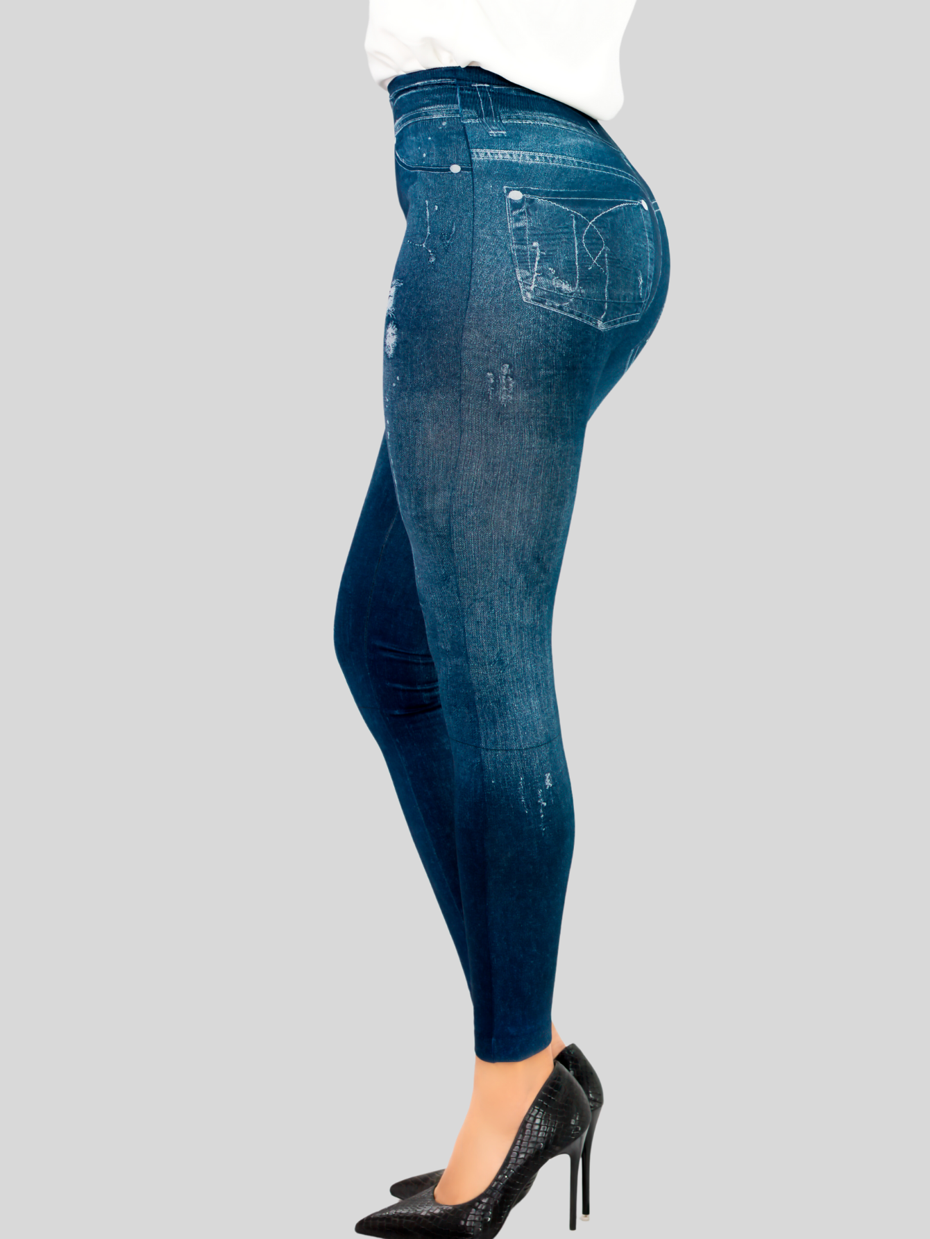 Foto 5 pulgar | Pack De 2 Leggins Unitalla Mujer Mezclilla Faja Alta Estilo Pantalón Mezclilla Lic-55-5-px2 Variedad De Diseños